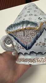A rare polychrome Brussels faience wall vase, 18th C.