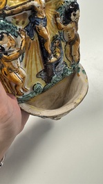 A maiolica holy water font and a Hispano-Moresque lustre-glazed holy water font, Italy and Spain, 17/18th C.