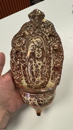 A maiolica holy water font and a Hispano-Moresque lustre-glazed holy water font, Italy and Spain, 17/18th C.