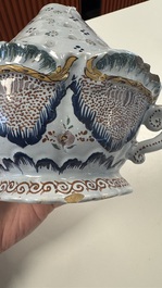 A rare polychrome Brussels faience wall vase, 18th C.