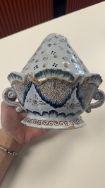 A rare polychrome Brussels faience wall vase, 18th C.