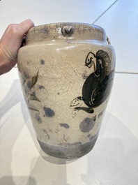 A Chinese cizhou jar with mythical horse design, 17/18th C.