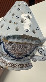 A rare polychrome Brussels faience wall vase, 18th C.