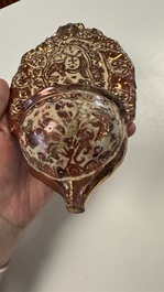 A maiolica holy water font and a Hispano-Moresque lustre-glazed holy water font, Italy and Spain, 17/18th C.