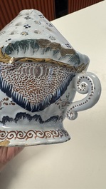 A rare polychrome Brussels faience wall vase, 18th C.