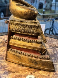 A large Thai gilt-lacquered bronze Buddha, 19th C.