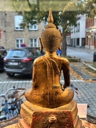 A large Thai gilt-lacquered bronze Buddha, 19th C.