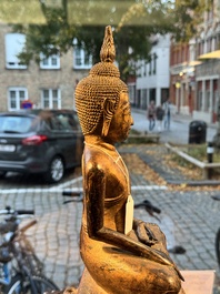 A large Thai gilt-lacquered bronze Buddha, 19th C.