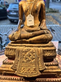 A large Thai gilt-lacquered bronze Buddha, 19th C.