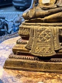 A large Thai gilt-lacquered bronze Buddha, 19th C.