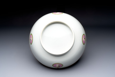 A rare and large Chinese famille rose 'Mythological Subject' punch bowl for the Danish market, Qianlong, ca. 1790