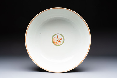 A rare and large Chinese famille rose 'Mythological Subject' punch bowl for the Danish market, Qianlong, ca. 1790