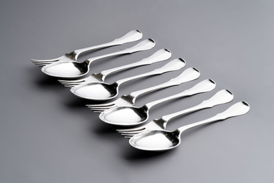 Four sets of silver spoons and forks, Ghent, dated (17)90