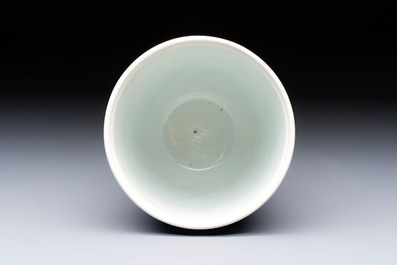 A Chinese blue and white beaker after a European silver model, lingzhi mark, Kangxi