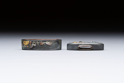 A varied group of six Japanese koshirae components or sword fittings, Edo