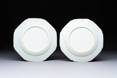 A pair of Chinese famille rose armorial plates with the arms of Hare for the English market, Qianlong, ca. 1755