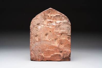 A polychrome glazed pottery inscribed tomb stone, India, dated 1913