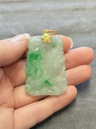 Four Chinese gold- and silver-mounted jadeite pendants, 19/20th C.