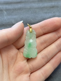 Four Chinese gold- and silver-mounted jadeite pendants, 19/20th C.