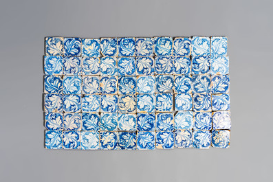 A large collection of 160 blue and white Spanish tiles with arabesque pattern, 2nd half 16th C.