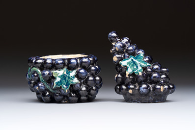 A polychrome Dutch Delft 'Bunch of Grapes' tureen and cover, 18th C.