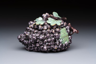A polychrome Dutch Delft 'Bunch of Grapes' tureen and cover, 18th C.