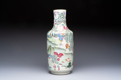 A fine Chinese famille rose 'Ode to the Red Cliff' vase, Hongwu mark, Daoguang