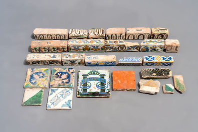 26 various tiles, border tiles and fragments, mainly Spain, incl. Toledo, 16th C. and later