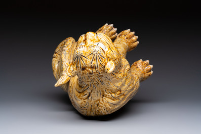 A rare Korean porcelain model of a seated tiger, Joseon, 18/19th C.