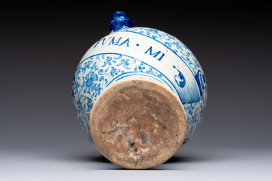 A fine blue and white Antwerp maiolica wet drug jar, 16th C.