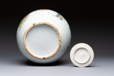 A Chinese famille rose 'Wu Shuang Pu' jar and cover, 19th C.