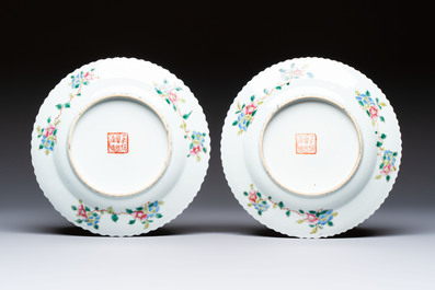 Three Chinese famille rose 'Phoenix and Peony' plates for the Straits or Peranakan market, Jingzhen Cao Shuntai Zao 景鎮曹順泰造 mark, 19th C.