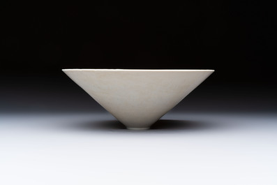 A fine Chinese qingbai conical bowl with incised floral design, Song