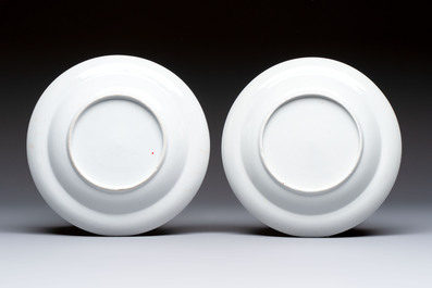 A rare pair of Chinese Canton famille rose armorial plates with the arms of Wight, ca. 1810