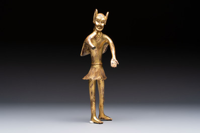 A Chinese gilt bronze figure of a birdman, probably Han