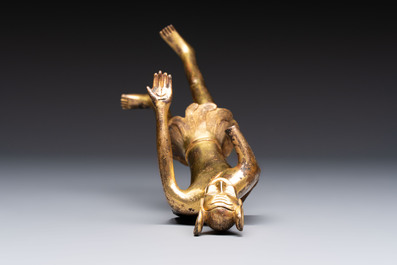 A Chinese gilt bronze figure of a birdman, probably Han