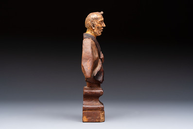 A 'Memento Mori' wooden bust of a clergyman, Germany, 19th C.