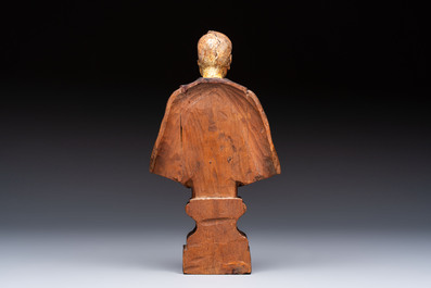 A 'Memento Mori' wooden bust of a clergyman, Germany, 19th C.