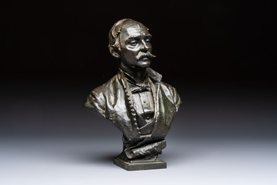 An Italian bronze 'Memento Mori' bust with removable face, 19/20th C.