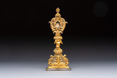 An Italian gilt-bronze reliquary with openworked decoration, 18th C.
