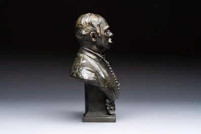 An Italian bronze 'Memento Mori' bust with removable face, 19/20th C.