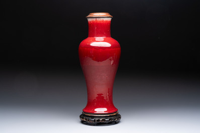A Chinese langyao vase mounted as a lamp, 18th C.