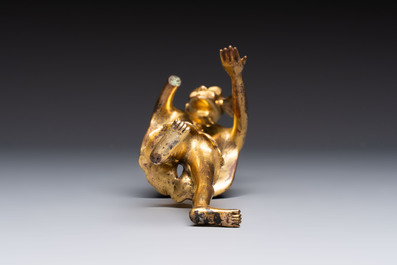 A Chinese gilt bronze figure of a birdman, probably Han