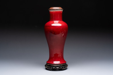 A Chinese langyao vase mounted as a lamp, 18th C.