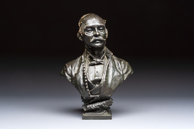 An Italian bronze 'Memento Mori' bust with removable face, 19/20th C.