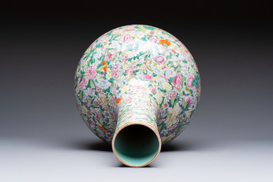 A Chinese famille rose mille-fleurs vase, Qianlong mark, Republic