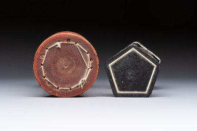 A wrought iron and a wooden hour glass, Germany and Italy, 19/20th C.