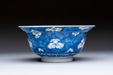 A Chinese blue and white 'Prunus on Cracked Ice' bowl, lingzhi mark, Kangxi