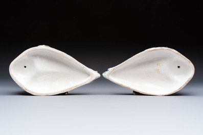 A pair of polychrome Italian faience goose-form tureens and covers, Bassano del Grappa, 19th C.