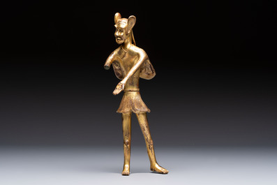 A Chinese gilt bronze figure of a birdman, probably Han